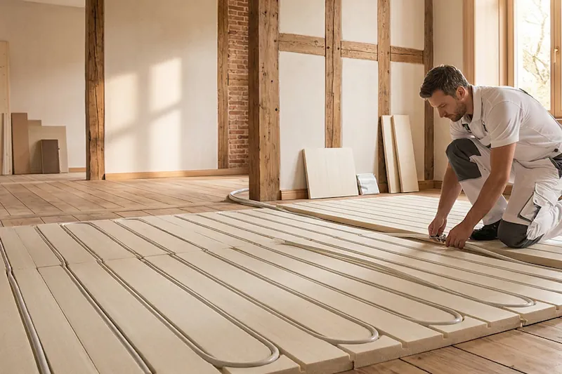 Existing floor floor heating installation