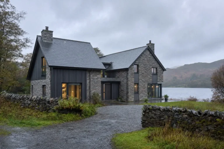 Lakeside villa house underfloor heating project countryside