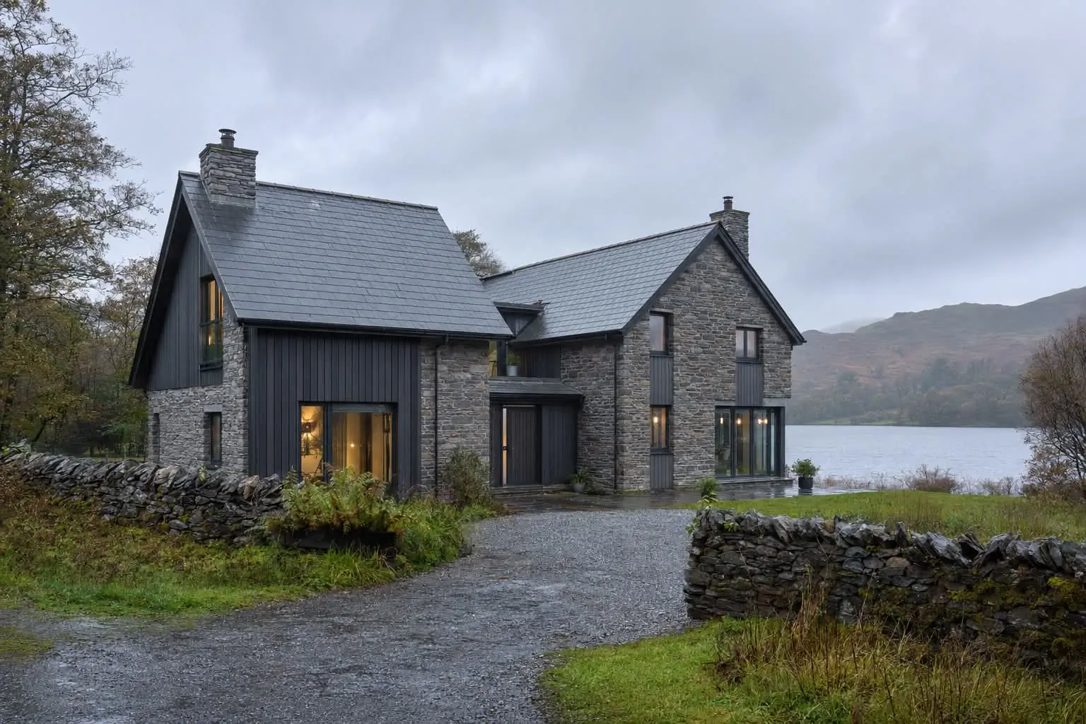 Lakeside villa house underfloor heating project countryside